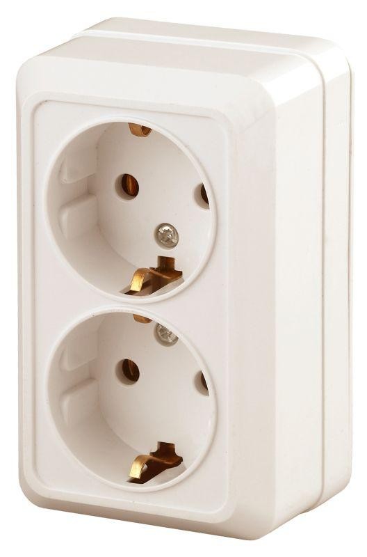  Розетка ОП Quadro 2х2P+E Schuko 2-204-02 16А-250В IP20 сл. кость Intro Б0027656 