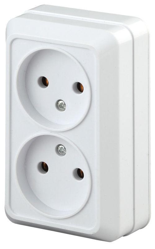  Розетка ОП Quadro 2х2P 2Э-203-01 16А-250В бел.Intro Б0038871 