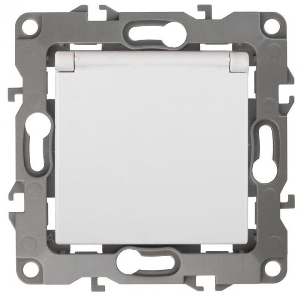  Розетка Эра12 2P+E Schuko 12А-2003-01 16АХ-250В Al+Cu защ. шторки с крышкой бел. ЭРА Б0038587 