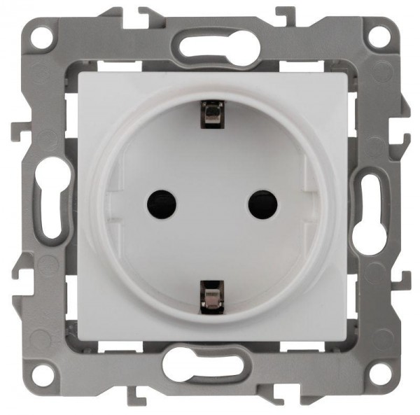  Розетка Эра12 2P+E Schuko 12-2002-01 16А-250В с защ. шторками IP20 бел. ЭРА Б0036440 