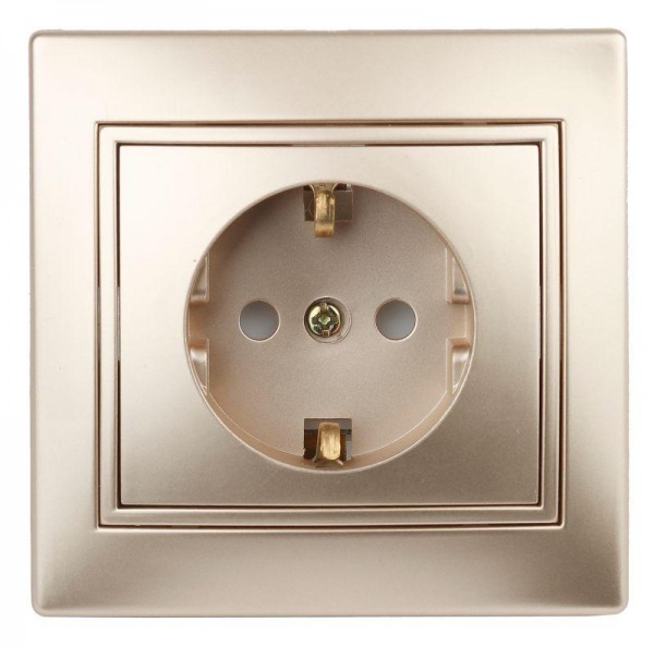  Розетка СП Plano 2P+E Schuko 1-202-04 16А-250В IP20 шампань Intro Б0030059 