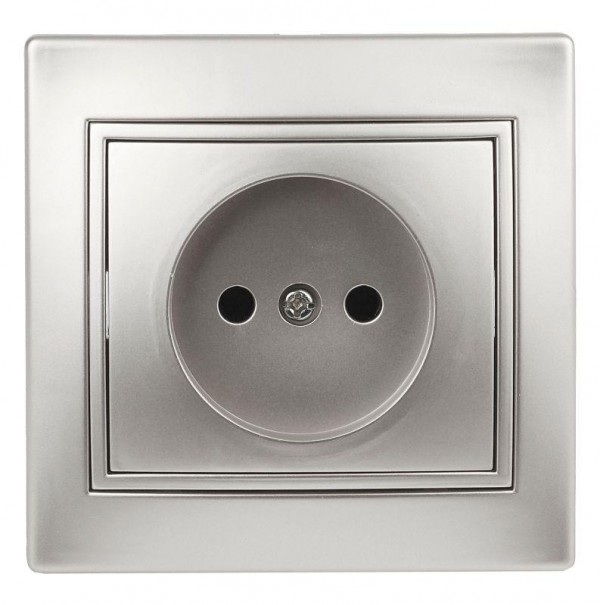  Розетка СП Plano 2P 1-201-03 16А-250В IP20 алюм. Intro Б0030054 