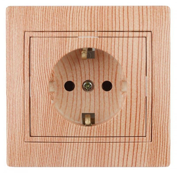  Розетка СП Plano 2P+E Schuko 1-202-11 16А-250В IP20 сосна Intro Б0030061 