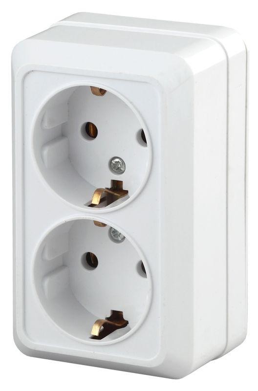  Розетка ОП Quadro 2х2P+E Schuko 2Э-204-01 16А-250В бел. Intro Б0038842 