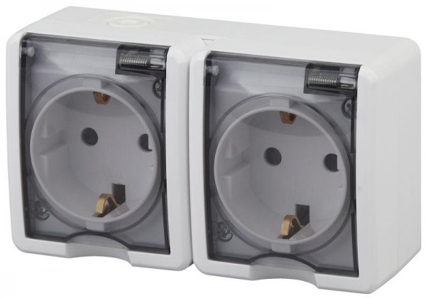  Розетка ОП Эра Эксперт 2х2P+E 11А-2404-01 16А-250В Al+Cu с защ. шторками IP54 бел. ЭРА Б0038821 
