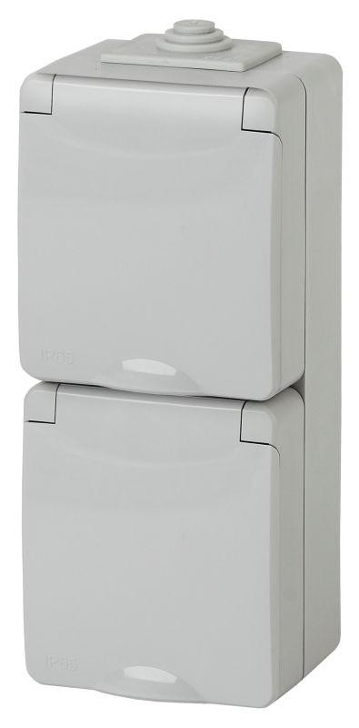  Розетка ОП 2х2P+E 11-2608-03 16А-250В верт. с защ. шторками IP65 сер. ЭРА Б0036003 