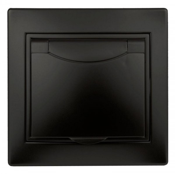  Розетка СП Plano 2P+E Schuko 1-203-05 16А-250В с крышкой IP20 антрацит Intro Б0044568 