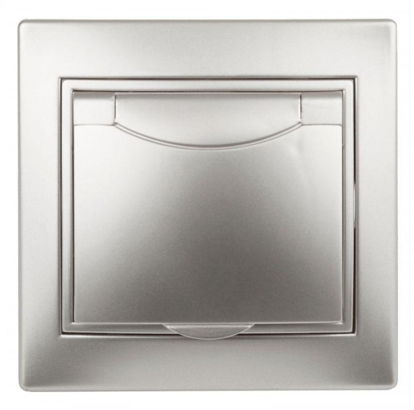  Розетка СП Plano 2P+E Schuko 1-203-03 16А-250В с крышкой IP20 алюм. Intro Б0030062 