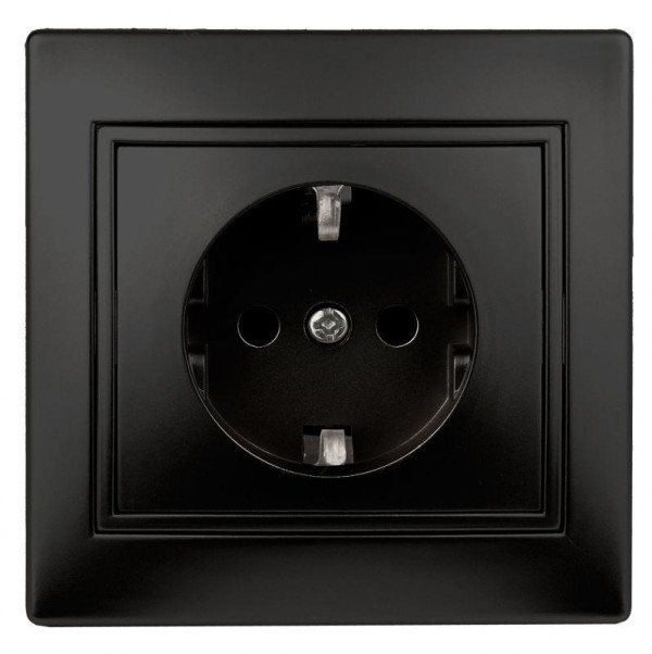  Розетка СП Plano 2P+E Schuko 1-206-05 16А-250В с защ. шторками IP20 антрацит Intro Б0044571 