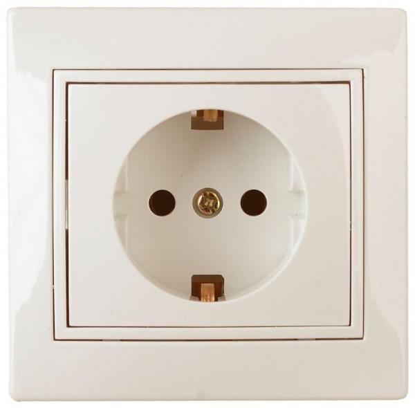  Розетка СП Plano 2P+E Schuko 1-206-02 16А-250В с защ. шторками IP20 сл. кость Intro Б0029846 