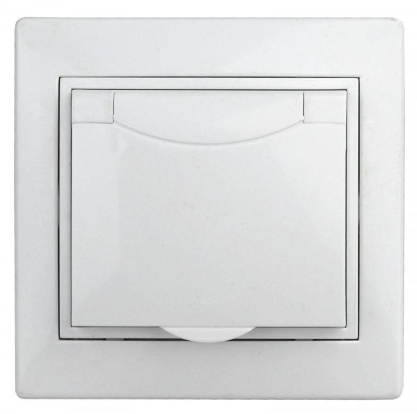  Розетка СП Plano 2P+E Schuko 1-207-01 16А-250В с защ. шторками с крышкой IP42 бел. Intro Б0035338 