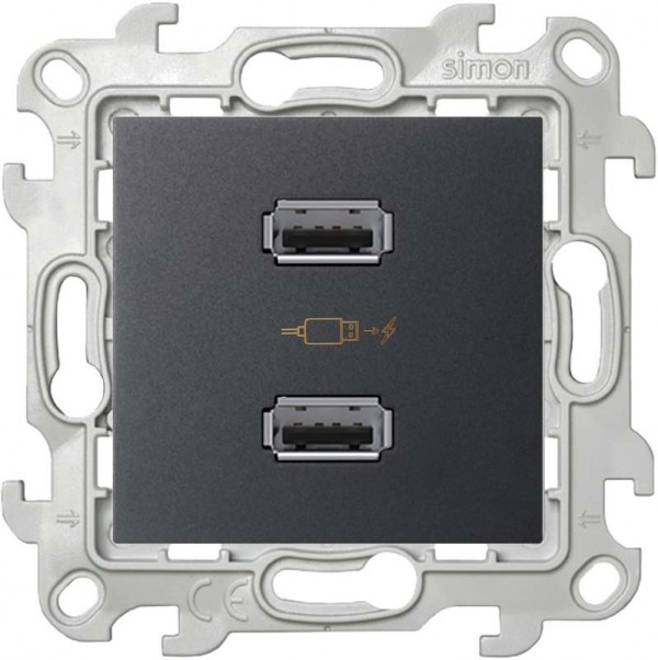  Механизм зарядного устройства розетка 2хUSB Simon24 графит 2411096-038 
