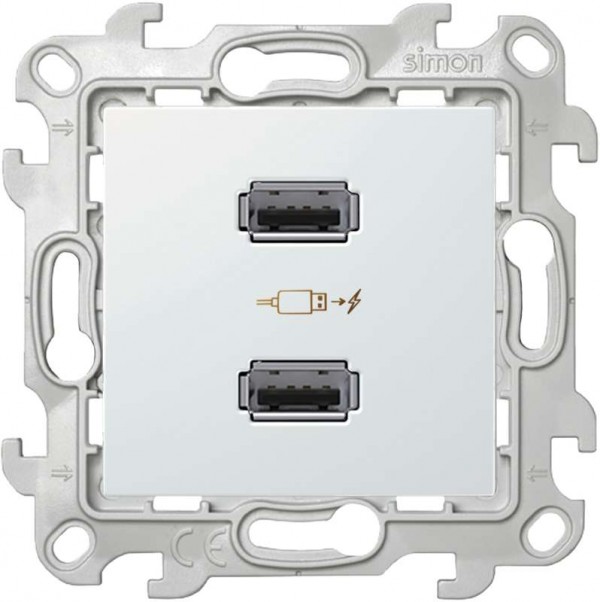  Механизм зарядного устройства розетка 2хUSB Simon24 бел. 2411096-030 