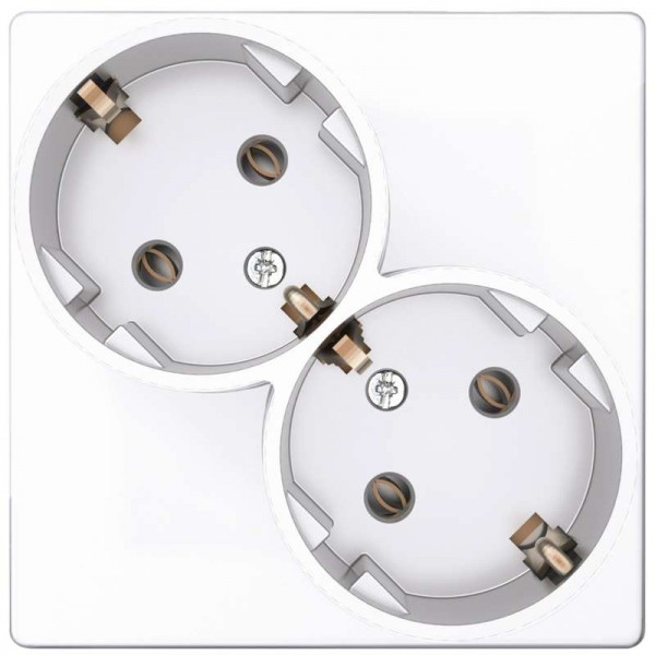  Механизм розетки 2х2К+З Schuko без защ. шторок Simon24 бел. 2450459-030 