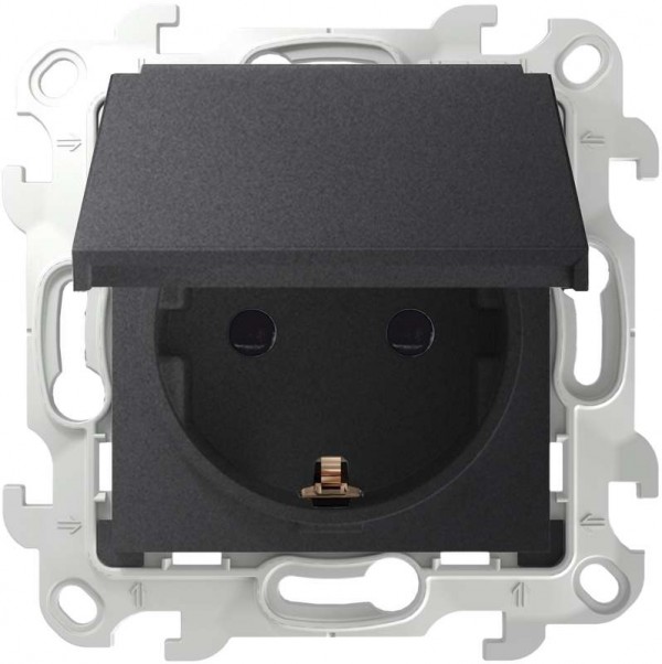  Механизм розетки 2К+З Schuko IP44 Simon24 графит 2450448-038 