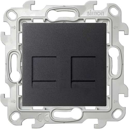  Механизм розетки 2хRJ45 кат. 5е UTP Simon24 графит 2450593-038 