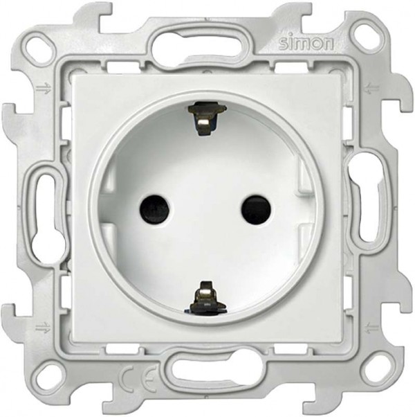  Механизм розетки 2К+З Schuko с защ. шторками Simon24 бел. 2450432-030 