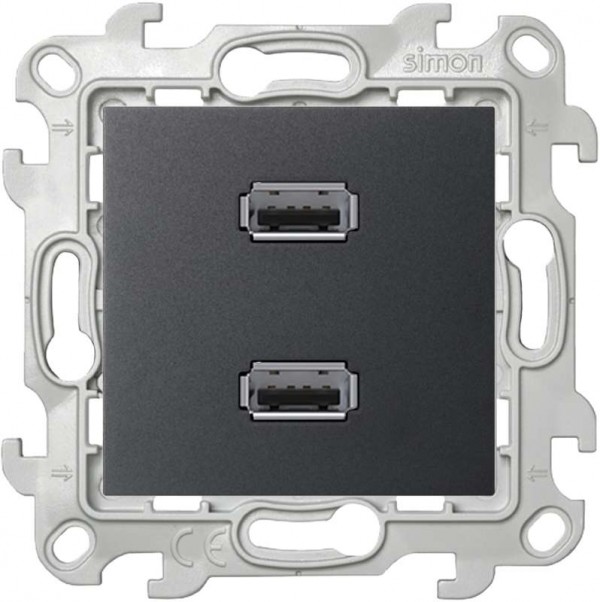  Механизм коннектора 2хUSB Simon24 графит 2411090-038 
