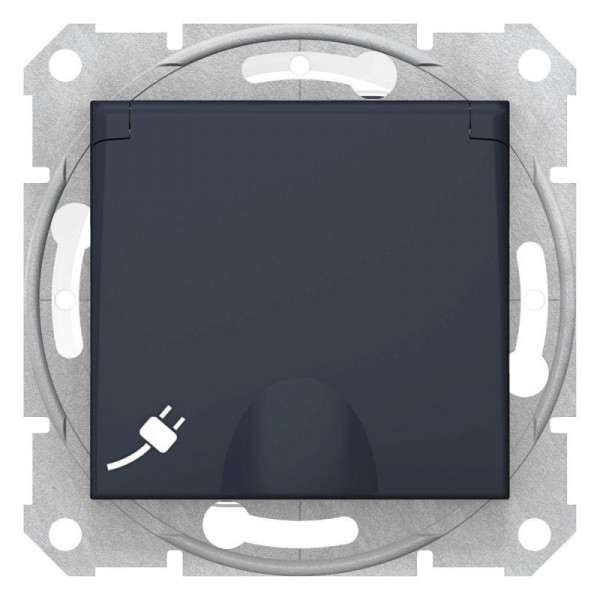  Механизм розетки 1-м СП Sedna 16А IP44 с защ. крышкой защ. шторки с заземл. быстрозажим. контакты графит SchE SDN3100570 