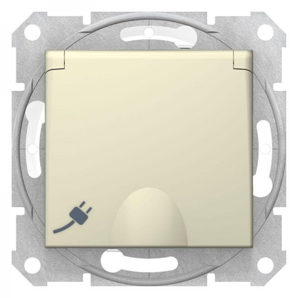  Механизм розетки 1-м СП Sedna 16А IP44 с защ. крышкой защ. шторки с заземл. быстрозажим. контакты бежев. SchE SDN3100547 