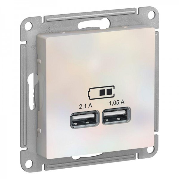  Механизм розетки USB AtlasDesign 5В 1порт х 2.1А 2порта х 1.05А жемчуг SchE ATN000433 