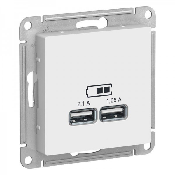  Механизм розетки USB AtlasDesign 5В 1порт х 2.1А 2порта х 1.05А бел. SchE ATN000133 