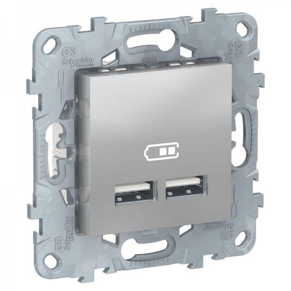  Механизм розетки USB 2-м UNICA NEW 5В/2100мА алюм. SchE NU541830 