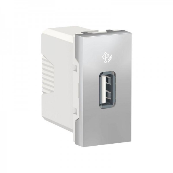  Розетка USB 1-мод. UNICA MODULAR 5В/1000мА алюм. SchE NU342830 