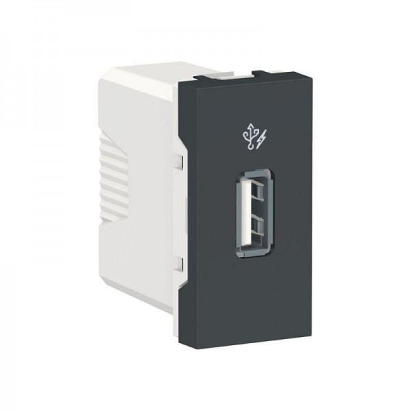  Розетка USB 1-мод. UNICA MODULAR 5В/1000мА антрацит SchE NU342854 