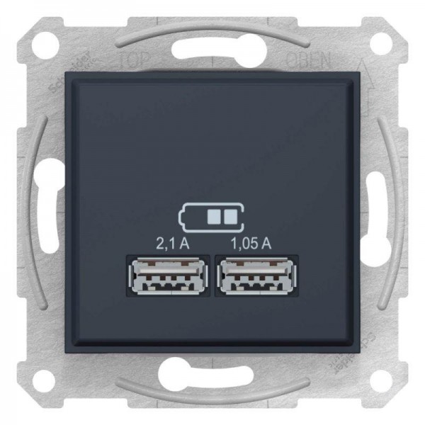  Механизм зарядного устройства USB Sedna 2.1А (2х1.05А) графит SchE SDN2710270 