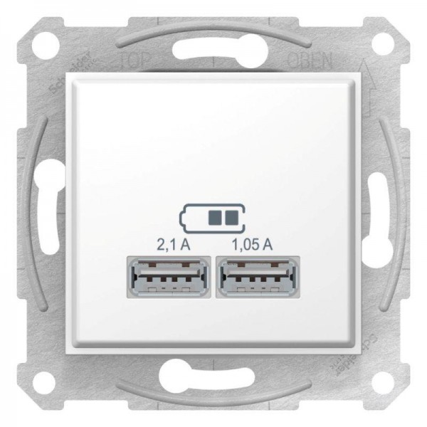  Механизм зарядного устройства USB Sedna 2.1А (2х1.05А) бел. SchE SDN2710221 