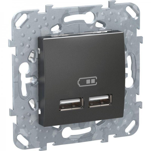  Розетка Unica Top USB 2.1А графит SchE MGU5.418.12ZD 