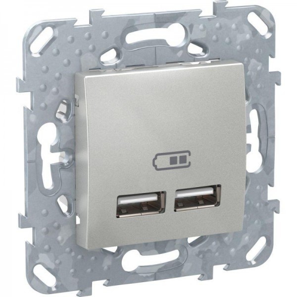  Розетка Unica Top USB 2.1А алюм. SchE MGU5.418.30ZD 