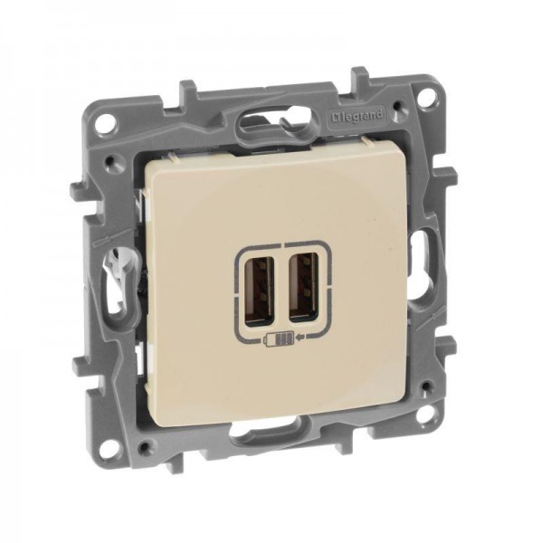  Механизм розетки USB 1-м СП Etika 2мод. 240В/5В 2400мА сл. кость Leg 672394 