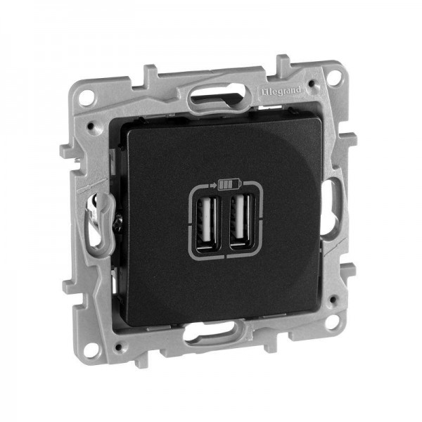  Механизм розетки USB 1-м СП Etika 2мод. 240В/5В 2400мА антрацит Leg 672694 