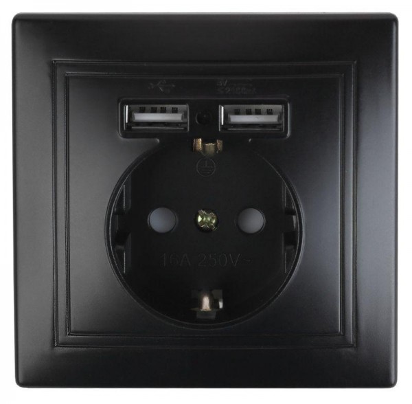  Розетка+USB СП Plano 1-410-05 IP20 антрацит Intro Б0044578 