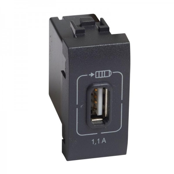  Розетка USB Mosaic 1мод. 1.1А 230/5В антрацит Leg BTC L4285C1 