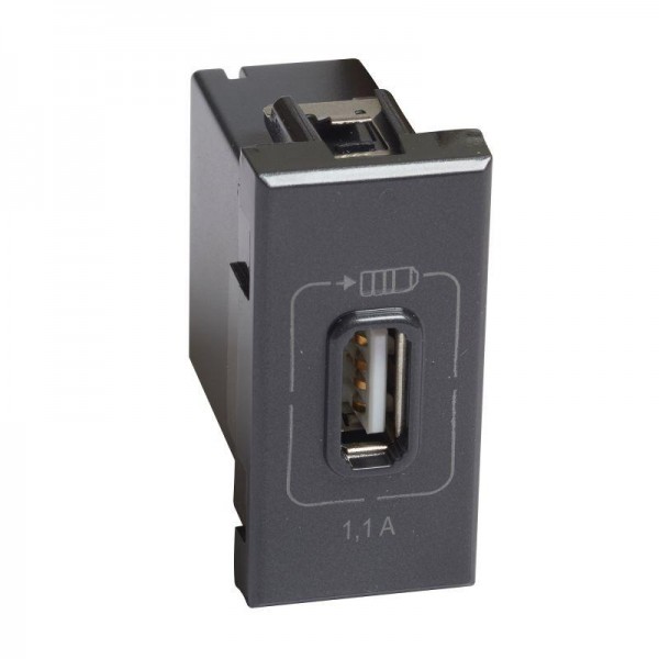  Розетка USB Axolute 1мод. 1.1А 230/5В антрацит Leg BTC HS4285C1 