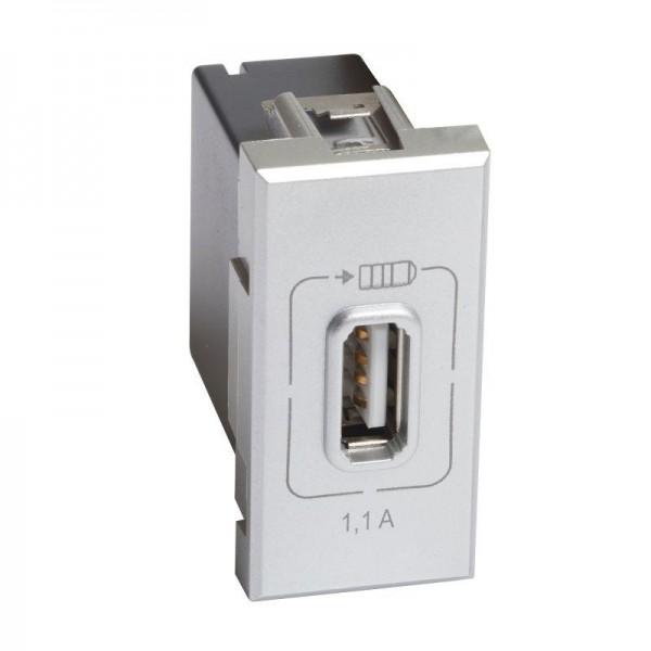  Розетка USB Axolute 1мод. 1.1А 230/5В алюм. Leg BTC HC4285C1 