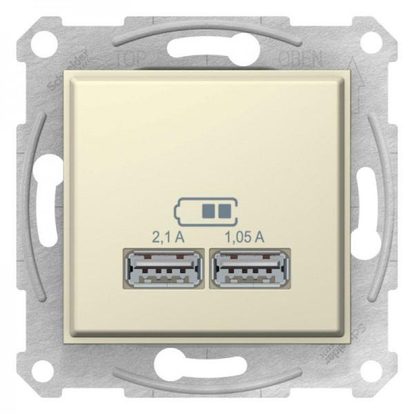  Механизм зарядного устройства USB Sedna 2.1А (2х1.05А) беж. SchE SDN2710247 