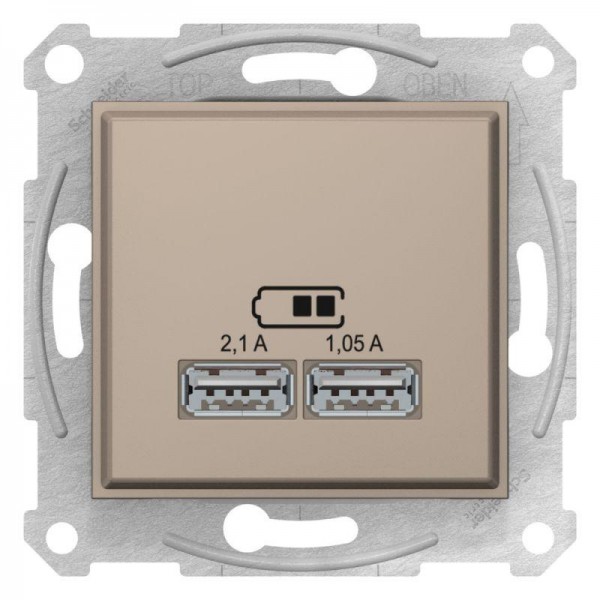  Механизм зарядного устройства USB Sedna 2.1А (2х1.05А) титан SchE SDN2710268 