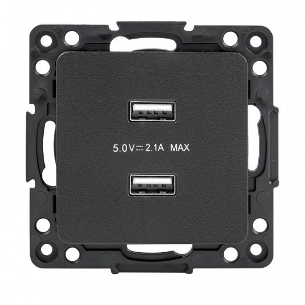  Механизм розетки USB 2-м Стокгольм 2.1А черн. PROxima EKF EZR16-028-10-2USB 