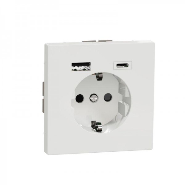  Розетка силовая MERTEN D-Life 16А с зарядкой USB A+C 3А бел. лотос SchE MTN2367-6035 