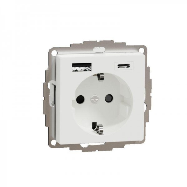  Розетка силовая MERTEN SM 16А с зарядкой USBА+C 3А активный бел. SchE MTN2367-0325 