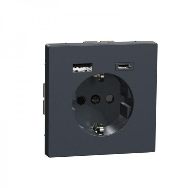  Розетка силовая MERTEN D-Life 16А с зарядкой USB A+C 3А антрацит SchE MTN2367-6034 