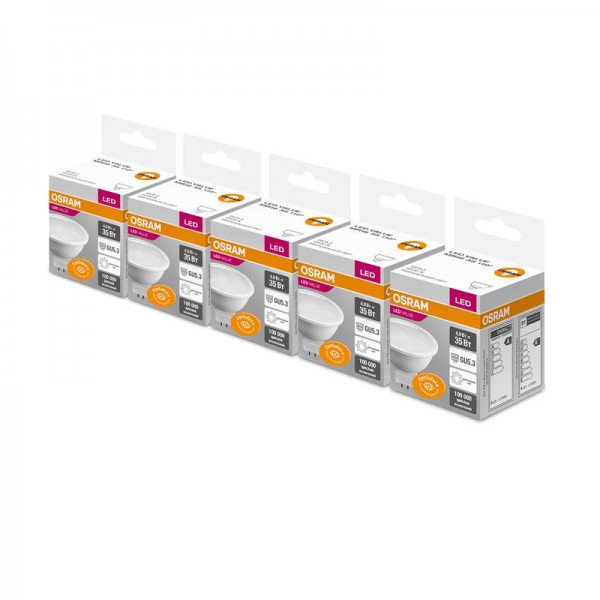  Лампа светодиодная VALUE MR16 (замена 35Вт) 4W/840 230В GU5.3 (уп.5шт) OSRAM 4058075567658 