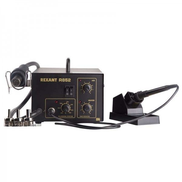  Станция паяльная (паяльник + термофен) 150-500град.C (R852) Rexant 12-0723 